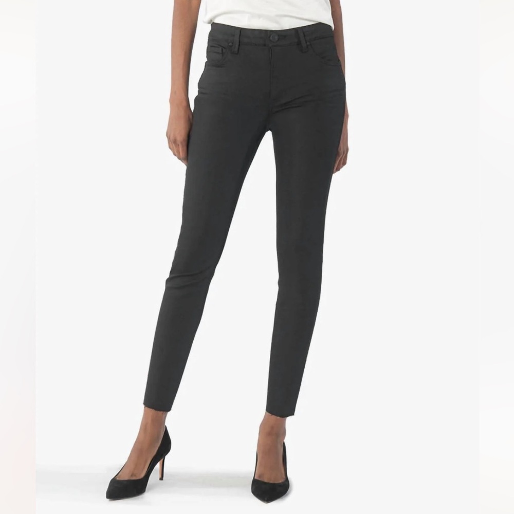 Kut From The Kloth Connie High Rise Fab Ab Ankle Skinny Jeans Black Raw Hem
